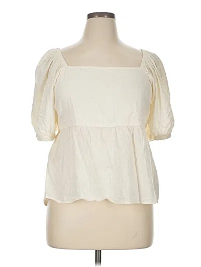 Pre-owned Old Navy Short Sleeve Blouse In White
