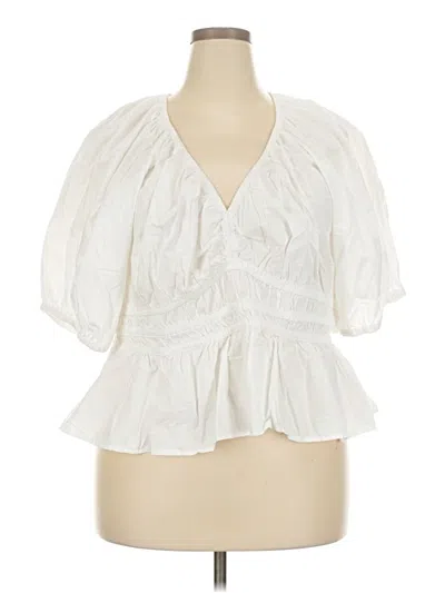 Pre-owned Old Navy Short Sleeve Blouse In White