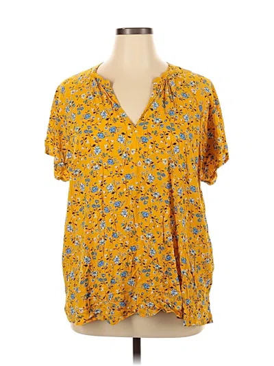 Pre-owned Old Navy Short Sleeve Blouse In Yellow
