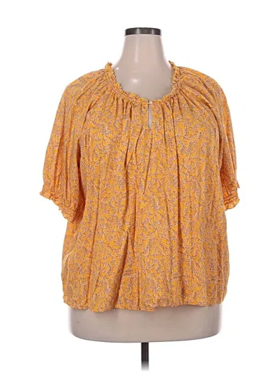 Pre-owned Old Navy Short Sleeve Blouse In Yellow
