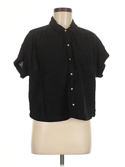 Pre-owned Old Navy Short Sleeve Button Down Shirt In Black