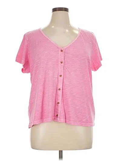 Pre-owned Old Navy Short Sleeve Henley Shirt In Pink