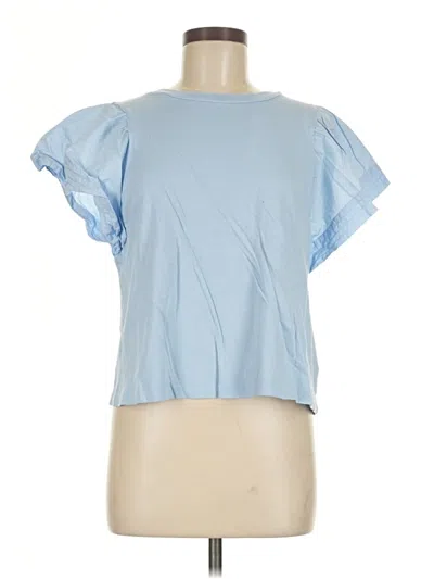 Pre-owned Old Navy Short Sleeve Top Blue Ruffles Neckline Tops