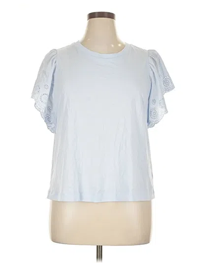 Pre-owned Old Navy Short Sleeve Top Blue Ruffles Neckline Tops