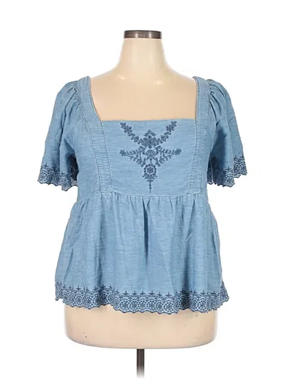Pre-owned Old Navy Short Sleeve Top Blue Sweetheart Neckline Tops