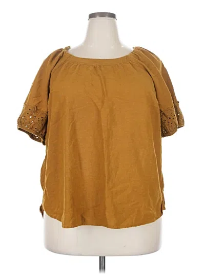 Pre-owned Old Navy Short Sleeve Top Brown Cold Shoulder Neckline Tops