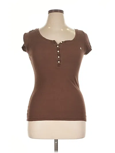 Pre-owned Old Navy Short Sleeve Top Brown Scoop Neck Tops