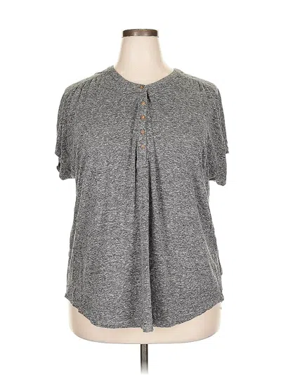 Pre-owned Old Navy Short Sleeve Top Gray Keyhole Neckline Tops