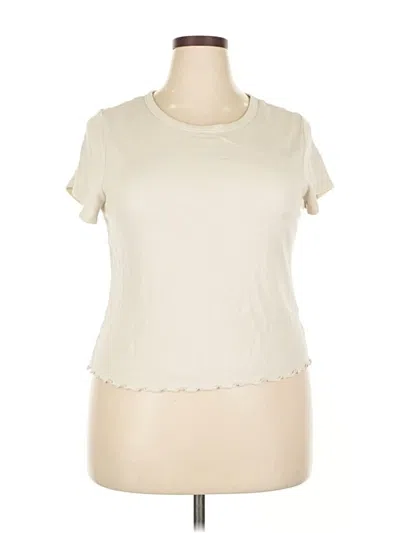 Pre-owned Old Navy Short Sleeve Top Ivory Keyhole Neckline Tops In White