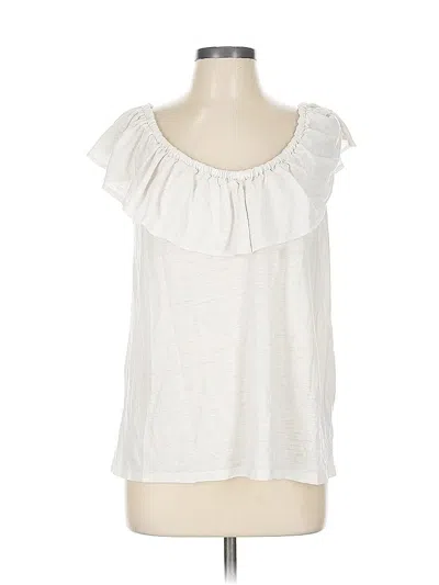 Pre-owned Old Navy Short Sleeve Top Ivory Ruffles Neckline Tops In White