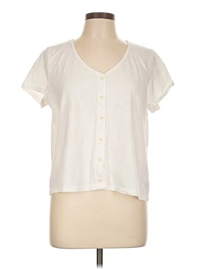 Pre-owned Old Navy Short Sleeve Top Ivory V-neck Tops In White