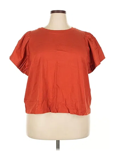 Pre-owned Old Navy Short Sleeve Top Orange Keyhole Neckline Tops