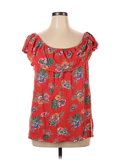 Pre-owned Old Navy Short Sleeve Top Orange Sweetheart Neckline Tops