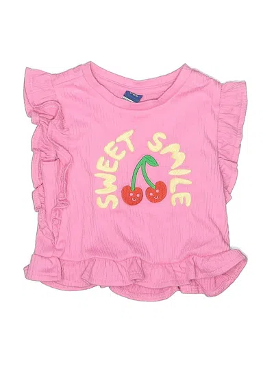 Pre-owned Old Navy Babies' Short Sleeve Top Pink Ruffles Neckline Tops