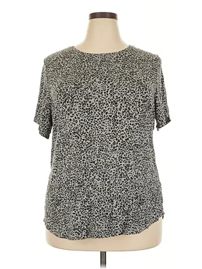 Pre-owned Old Navy Short Sleeve Top Silver Animal Print Pattern Crew Neck Tops