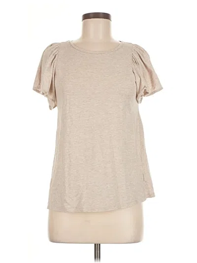 Pre-owned Old Navy Short Sleeve Top Tan Crew Neck Tops In Brown