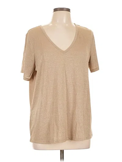 Old Navy Short Sleeve Top Tan V Neck Tops In Brown