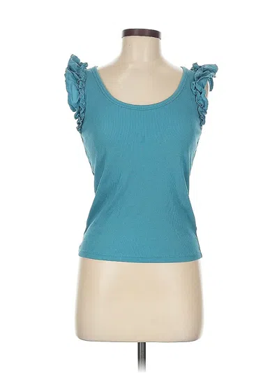 Pre-owned Old Navy Short Sleeve Top Teal Sweetheart Neckline Tops In Blue