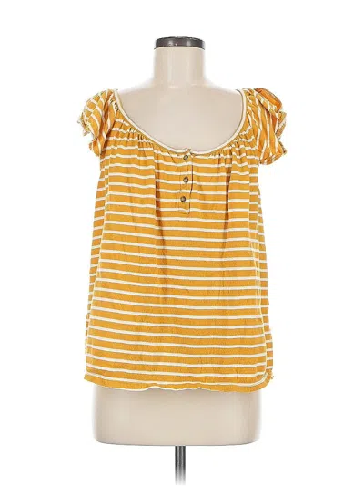 Pre-owned Old Navy Short Sleeve Top Yellow Sweetheart Neckline Tops