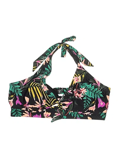 Pre-owned Old Navy Swimsuit Top Black Tropical Pattern Swimwear