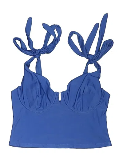 Pre-owned Old Navy Swimsuit Top Blue Solid Pattern Swimwear