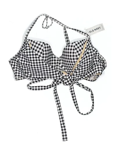 Pre-owned Old Navy Swimsuit Top Gray Houndstooth Pattern Swimwear