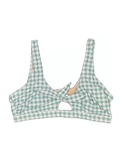 Pre-owned Old Navy Swimsuit Top Green Checkered/gingham Pattern Swimwear