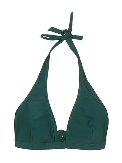 Pre-owned Old Navy Swimsuit Top Green Solid Pattern Swimwear