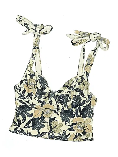 Pre-owned Old Navy Swimsuit Top Ivory Floral Pattern Swimwear