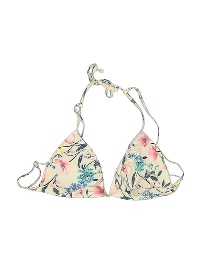 Pre-owned Old Navy Swimsuit Top Ivory Floral Pattern Swimwear In White