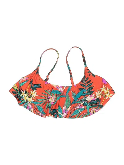 Pre-owned Old Navy Swimsuit Top Orange Tropical Pattern Swimwear