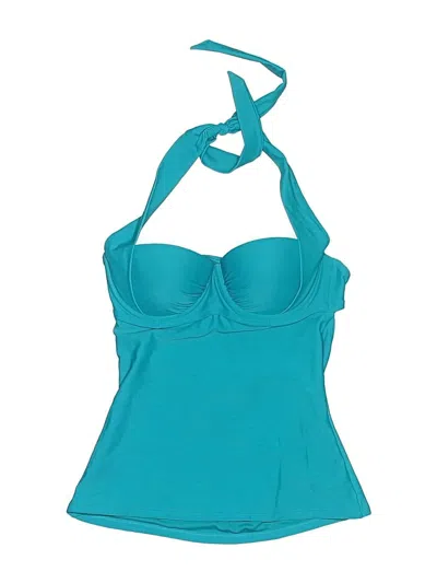 Pre-owned Old Navy Swimsuit Top Teal Solid Pattern Swimwear In Blue