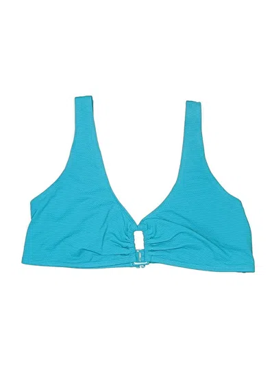 Pre-owned Old Navy Swimsuit Top Teal Solid Pattern Swimwear In Blue