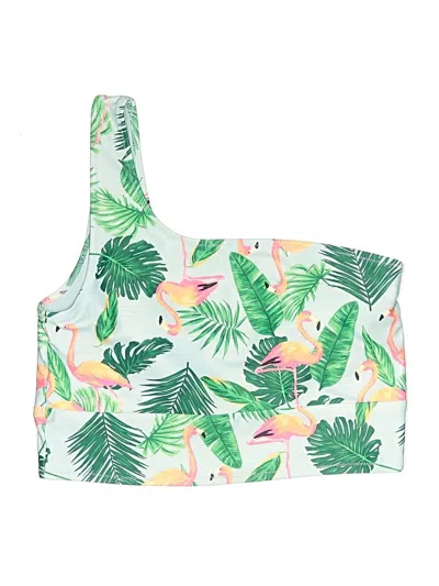 Pre-owned Old Navy Swimsuit Top White Tropical Pattern Swimwear