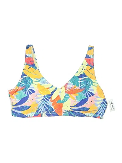 Pre-owned Old Navy Swimsuit Top Yellow Tropical Pattern Swimwear