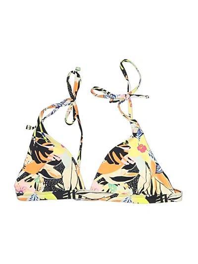 Pre-owned Old Navy Swimsuit Top Yellow Tropical Pattern Swimwear