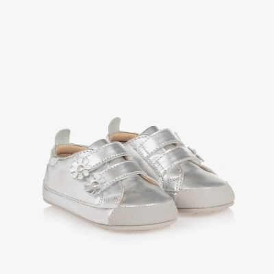 Old Soles Baby Girls Silver Leather First Walkers