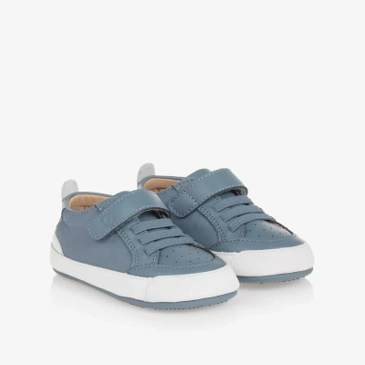 Old Soles Babies' Boys Blue Leather First Walker Shoes