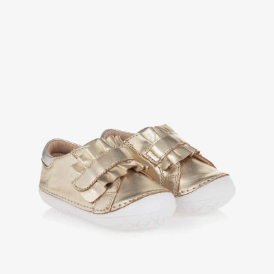 Old Soles Babies' Girls Gold Leather First Walker Shoes