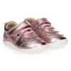 OLD SOLES GIRLS METALLIC PINK LEATHER TRAINERS