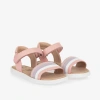 OLD SOLES GIRLS PINK LEATHER VELCRO SANDALS