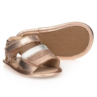 Old Soles Girls Rose Gold Leather Baby Sandals In Multi