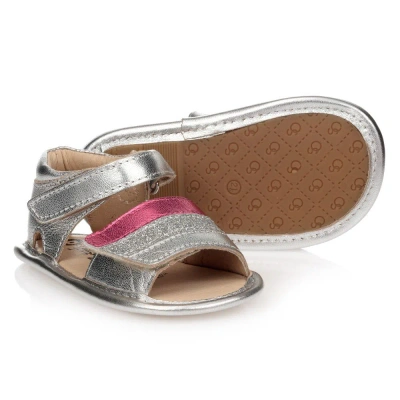 Old Soles Girls Silver Leather Baby Sandals In Multi