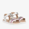 OLD SOLES GIRLS SILVER LEATHER VELCRO SANDALS