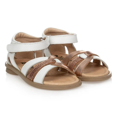 Old Soles Babies' Girls White & Gold Leather Sandals