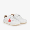 OLD SOLES GIRLS WHITE LEATHER HEART TRAINERS