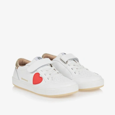 Old Soles Kids' Girls White Leather Heart Trainers