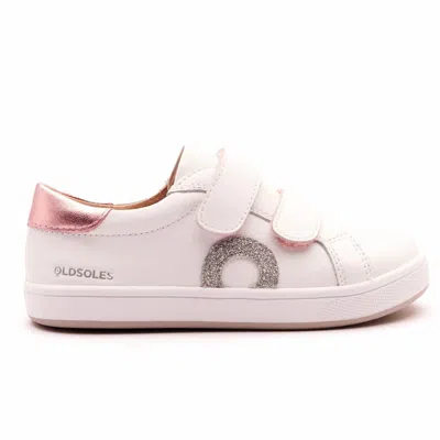 Old Soles Kid's Kix Double Strap Vl Half Circle Sneakers In Snow/pink Frost