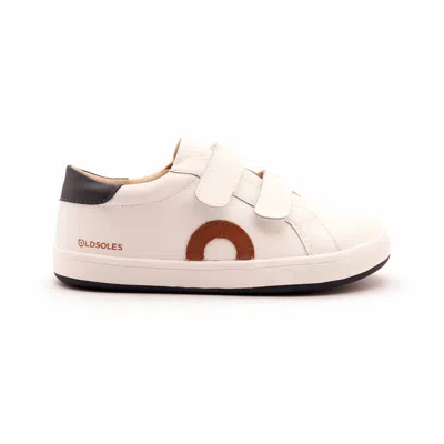 Old Soles Kid's Kix Double Strap Vl Half Circle Sneakers In White/tan & Navy