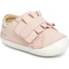 Old Soles Kids' Ruffle Strap Leather Sneaker In Powder Pink/gold